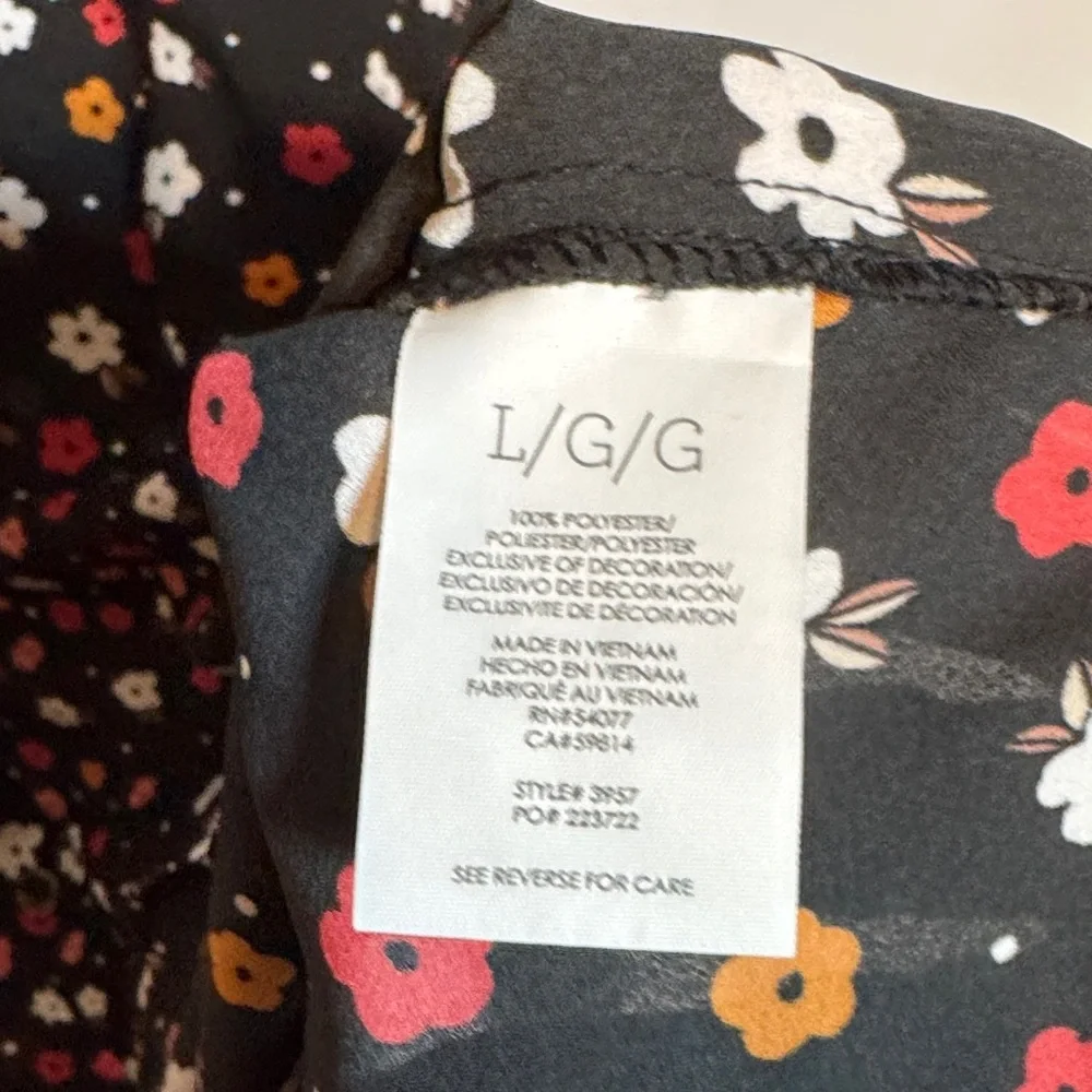 CAbi Black Floral Blouse with Striped Cuffs - Picture 3 of 6